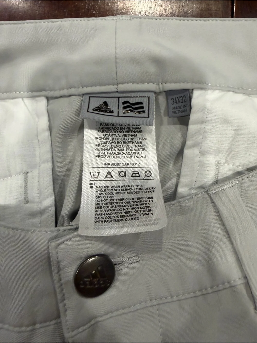 adidas Men’s Light Gray Chino Golf Pants